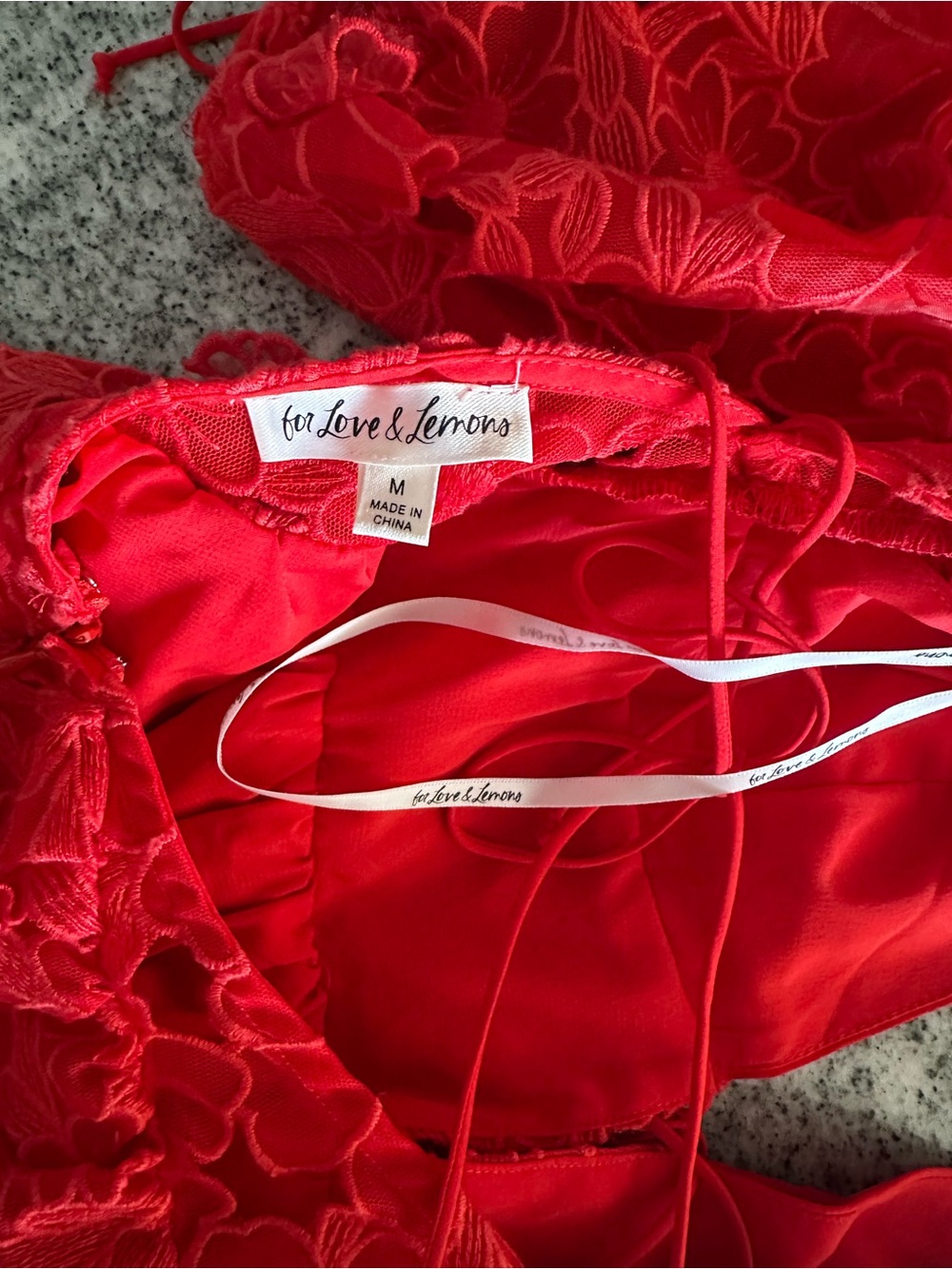 For Love & Lemons Serena 3D Floral Red Lace Mini Dress sz M $318 - Picture 8 of 9